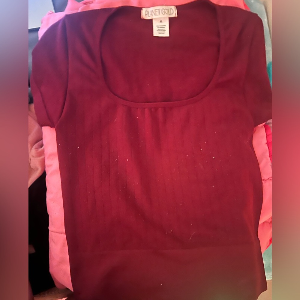 Maroon short sleeve square neck shirt!
